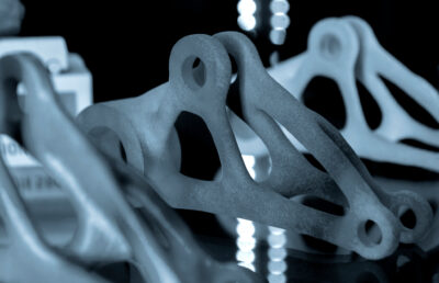Abstract object printed on powder 3D printer. Multi Jet Fusion MJF.